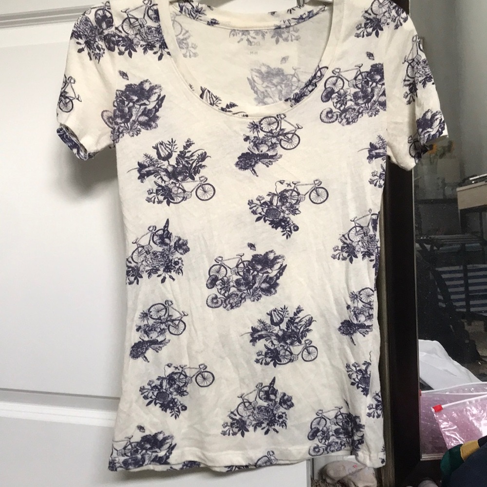 BDG Scoopneck Top Floral and Bicycle Print